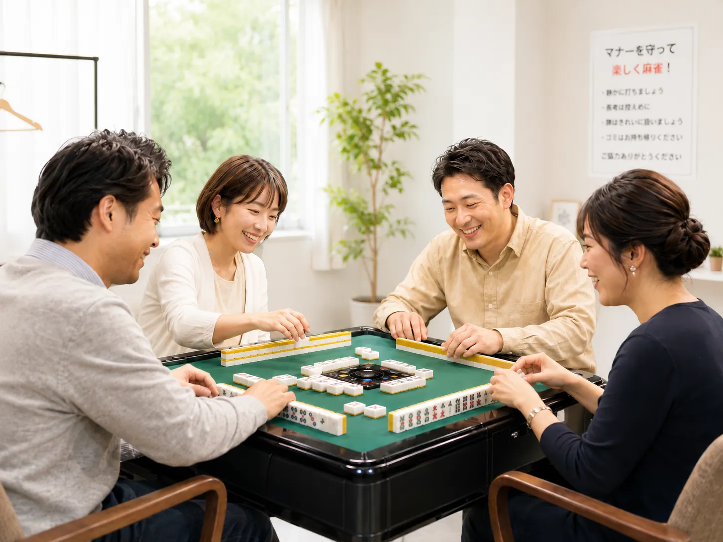 くつろいでノーレート麻雀を楽しむ参加者